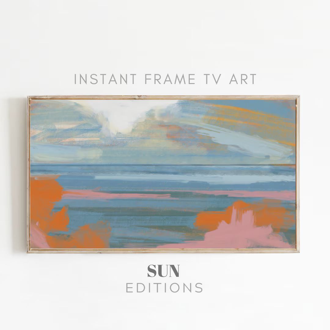 Samsung Frame TV Art Modern, Samsung Frame TV Art Abstract Colorful Sea, Frame TV Art Orange and ... | Etsy (US)