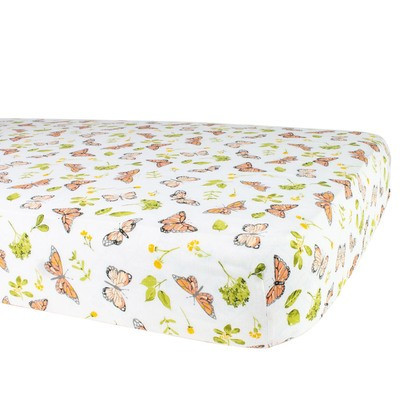 Muslin Crib Sheet, Butterfly | SpearmintLOVE