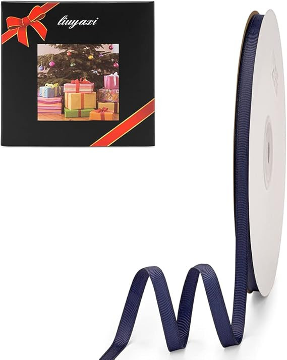 LIUYAXI 1/4" X 50 Yards Solid Navy Blue Grosgrain Ribbon, Perfect for Crafts, Wedding Decor, DIY ... | Amazon (US)