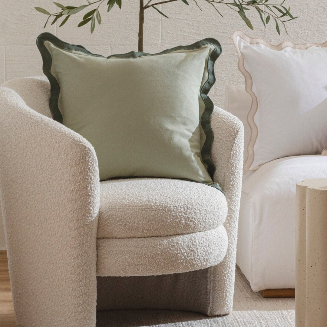 Single Wavy Scalloped French Flax Linen Pillow Case Sham Cushion Cover. Autumn / Fall Decorations... | Etsy (US)