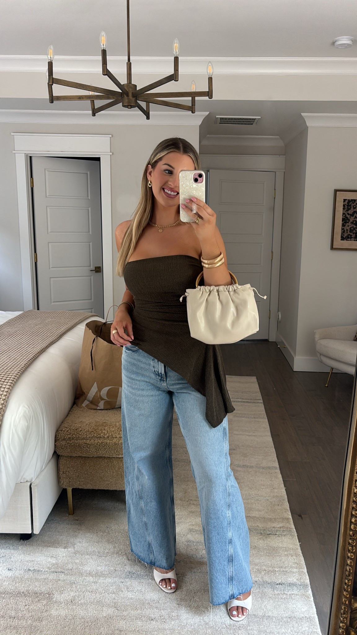 Zara outfit! Wearing a medium in top and an 8 in jeans! I usually size up one in their denim. 🤍 

#LTKFindsUnder50 #LTKStyleTip #LTKSummerEdit