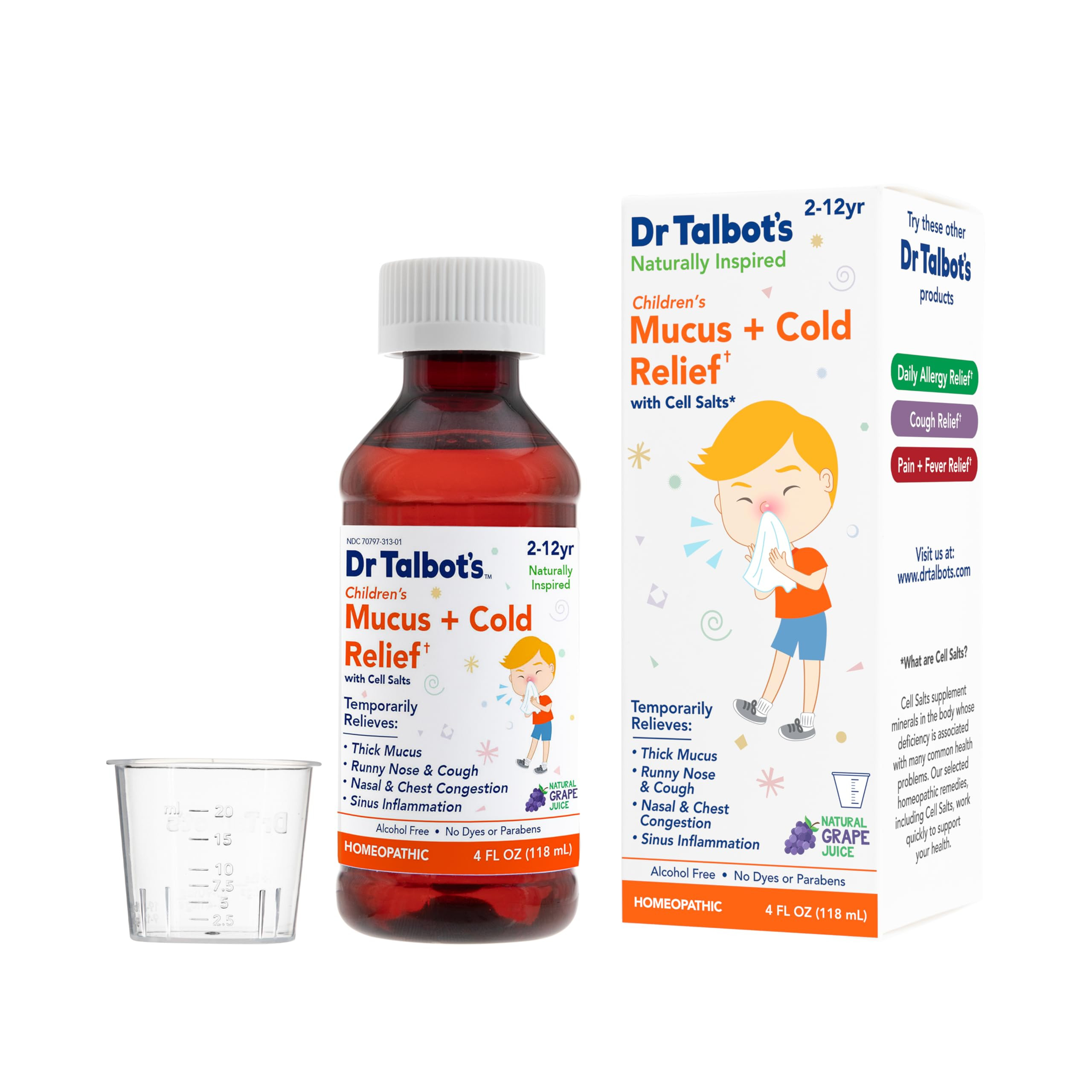Dr. Talbot's Mucus + Cold Relief Liquid Medicine, Naturally Inspired, for Children, Includes Dosa... | Amazon (US)