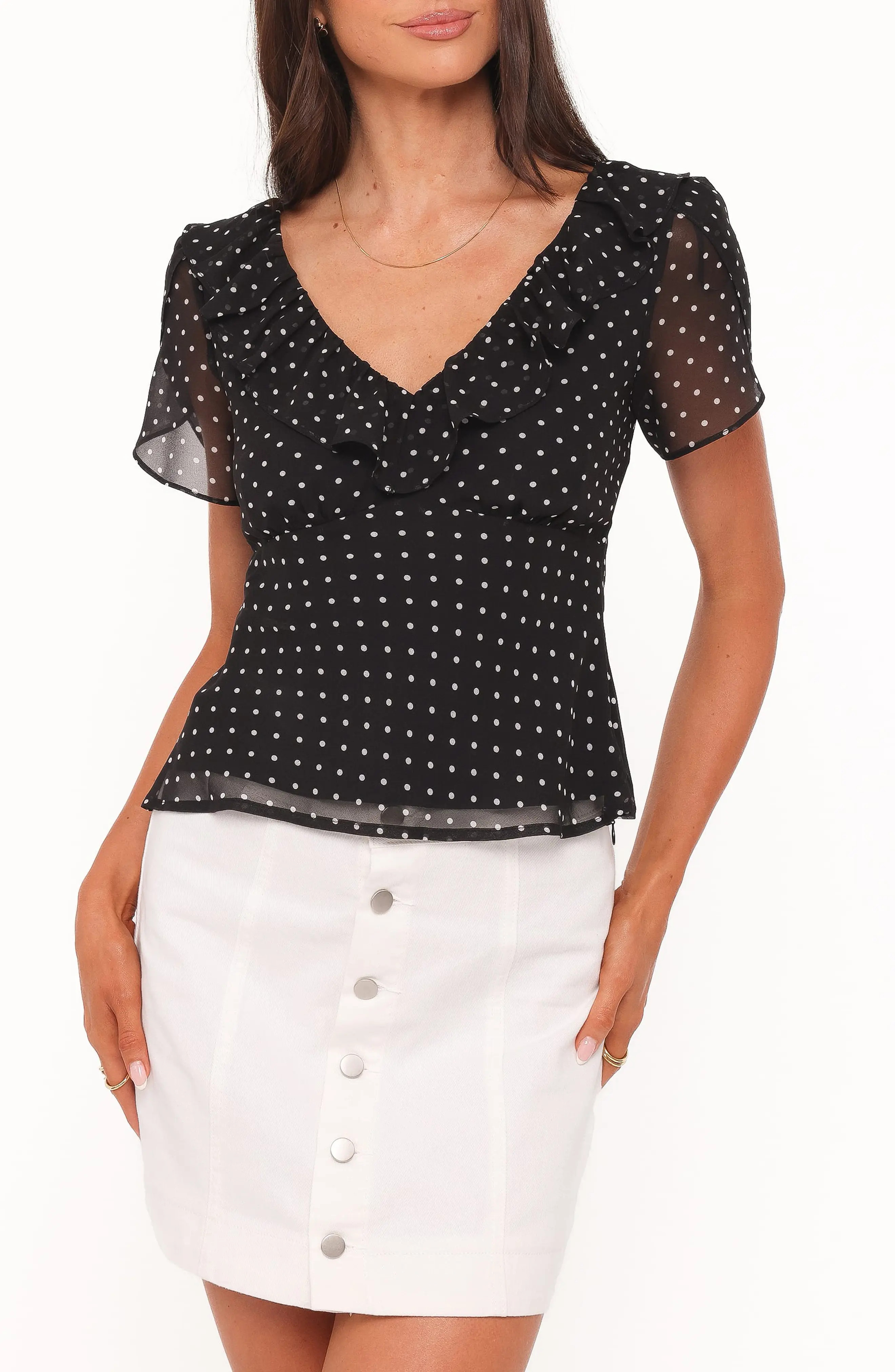 Petal & Pup Dorado Polka Dot Ruffled Top (Women) | Nordstrom | Nordstrom