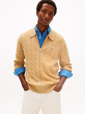 Cable Knit Zip Polo Cardigan | Tommy Hilfiger | Tommy Hilfiger (US)
