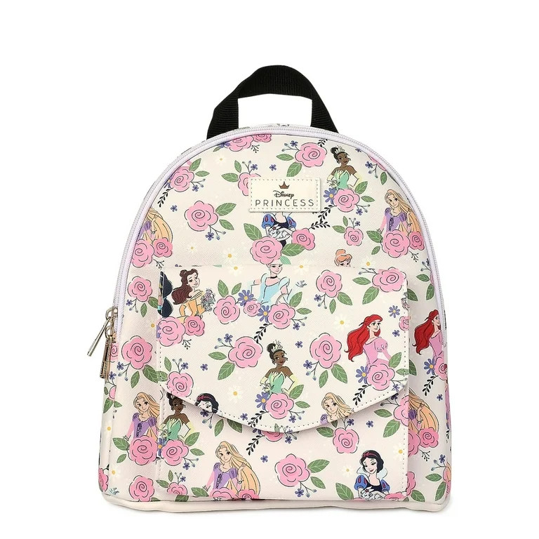 Disney Princess Floral Print Women’s Mini Backpack Beige Pink | Walmart (US)
