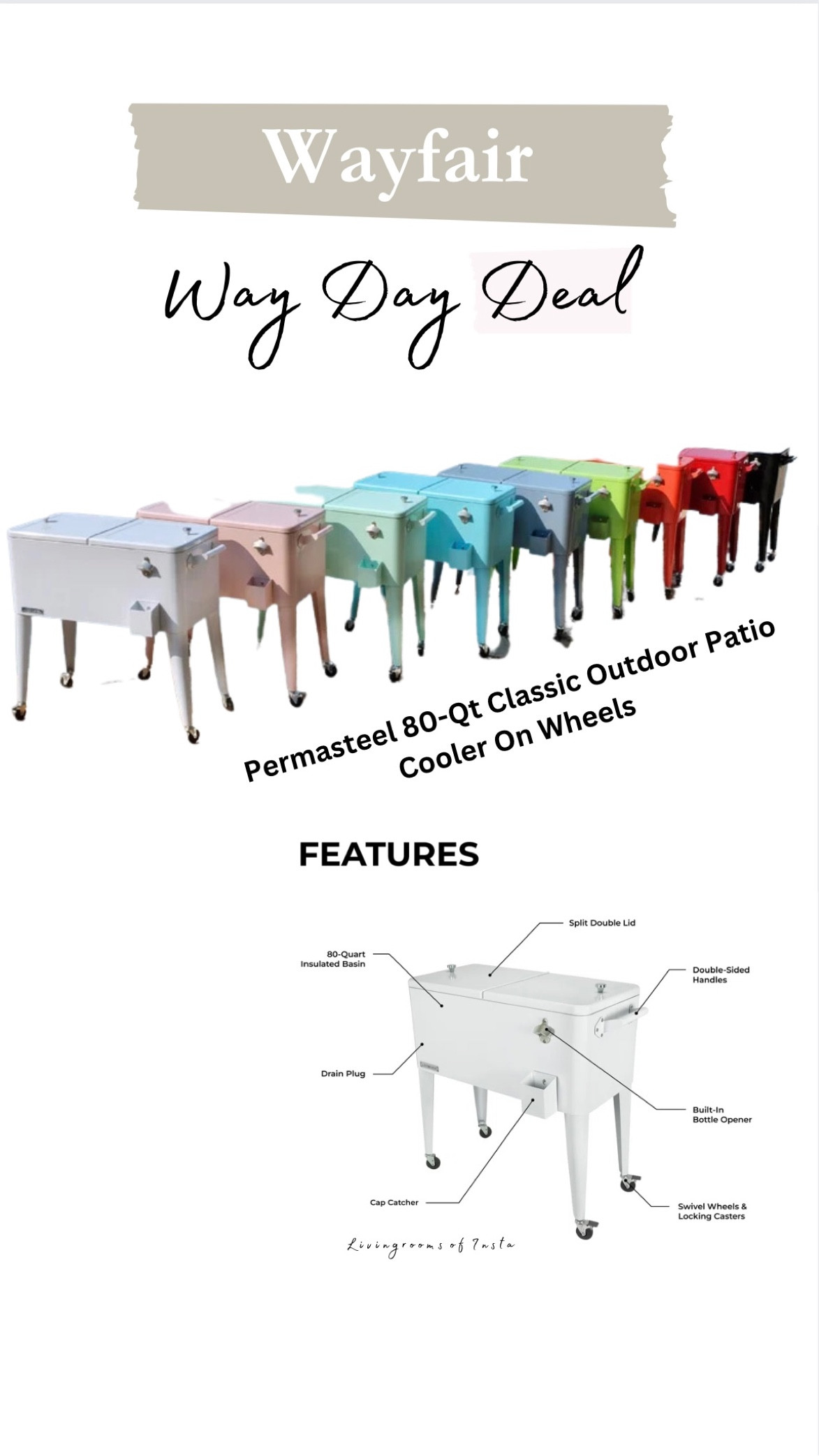 Outdoor cooler on wheels, summer gadget, summer parties, ice, pool party, adult beverages, juice boxes. This is a great outdoor cooler for graduation parties, summer nights, showers, sleepovers.

#LTKfamily #LTKSeasonal #LTKswim