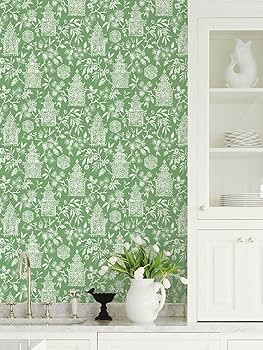 NuWallpaper NUS4036 Danson Peel & Stick Wallpaper, Green | Amazon (US)