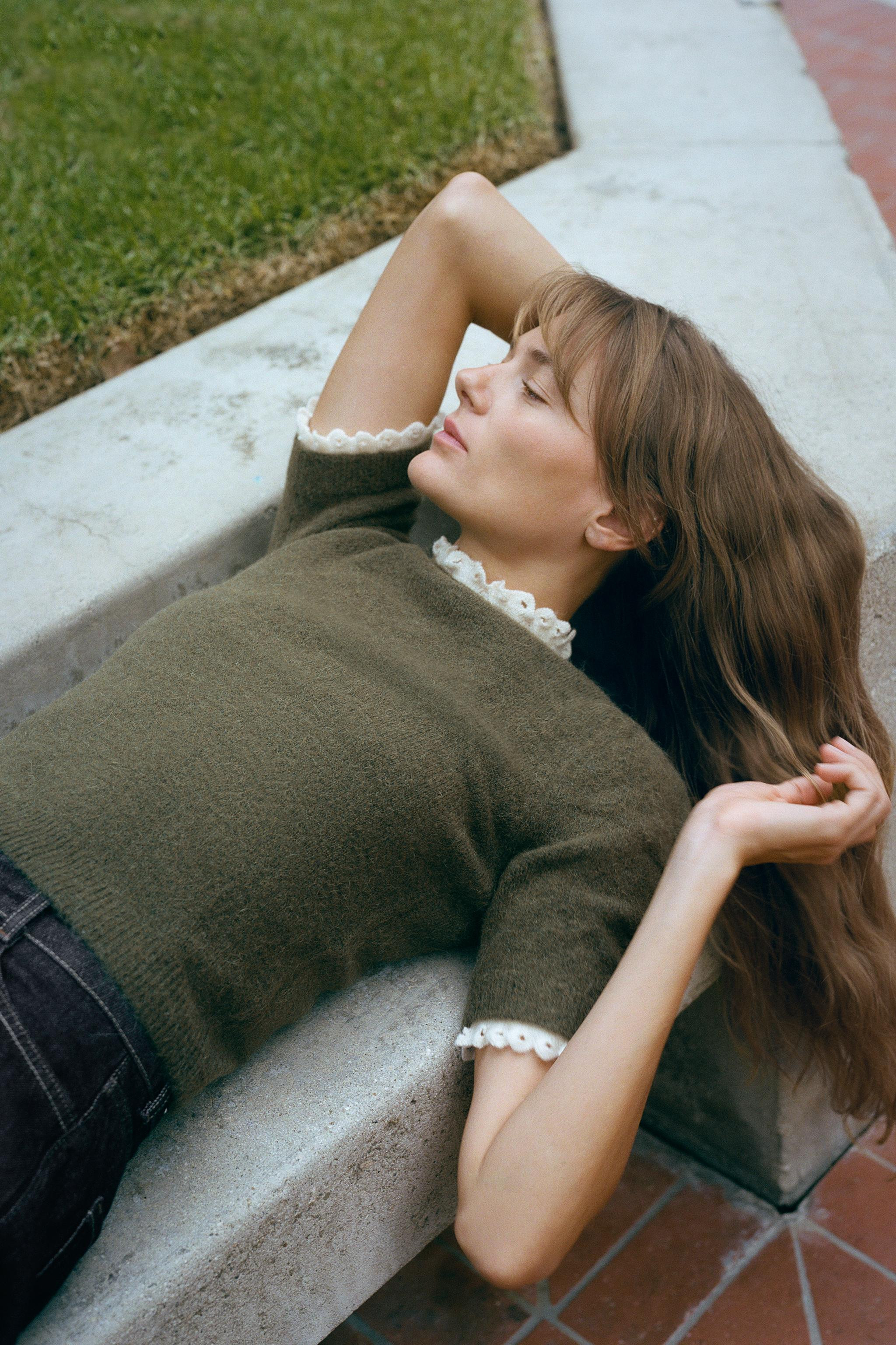 WOOL AND ALPACA BLEND POINTELLE SWEATER | Zara US