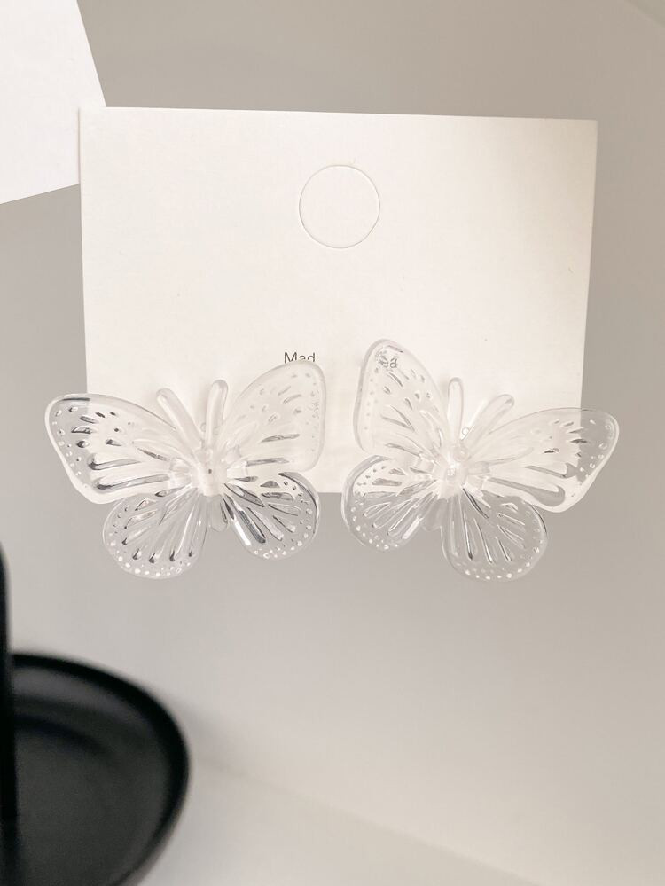 Clear Butterfly Decor Stud Earrings | SHEIN