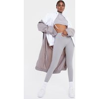 Tall Grey Structured Contour Rib Leggings | PrettyLittleThing UK