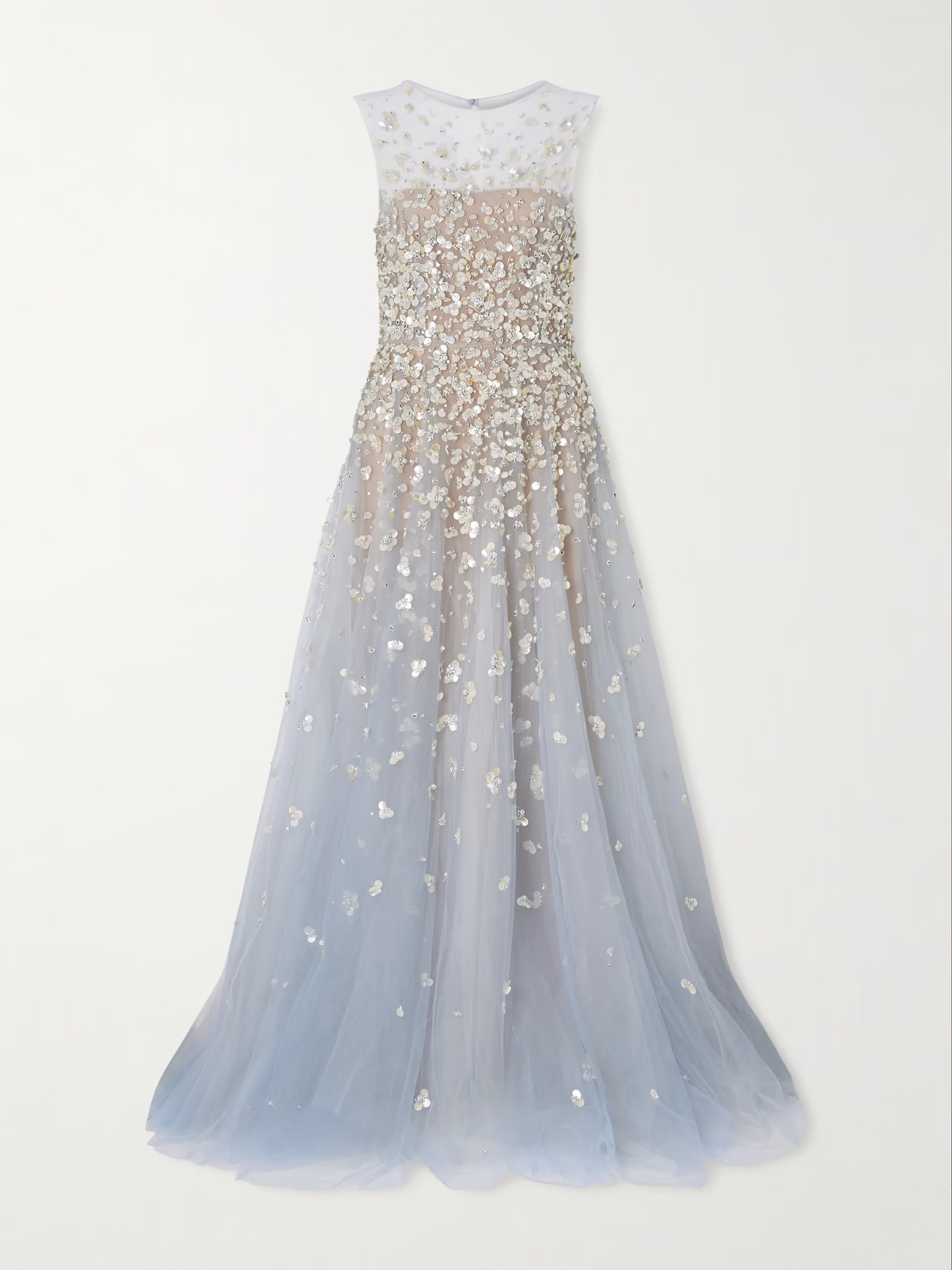 Oscar de la Renta - Embroidered Tulle Gown - Blue | NET-A-PORTER (US)
