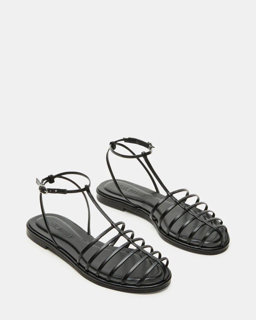 MARIN Black Flat Strappy Fisherman Women's Sandal | Steve Madden (US)
