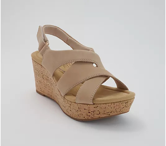 Clarks Collection Leather Wedges -Rose Grace - QVC.com | QVC