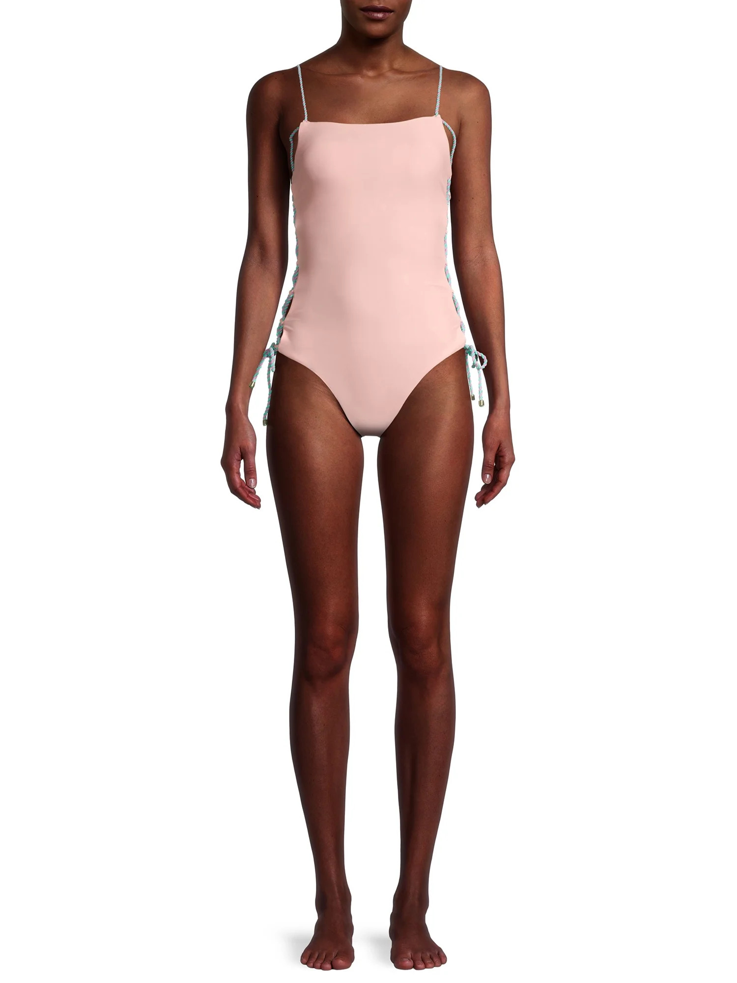 No Boundaries Juniors' Lace-Up Side One-Piece Swimsuit - Walmart.com | Walmart (US)