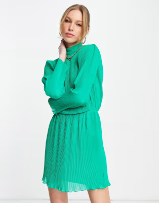 ASOS DESIGN high neck chiffon plisse mini dress | ASOS (Global)