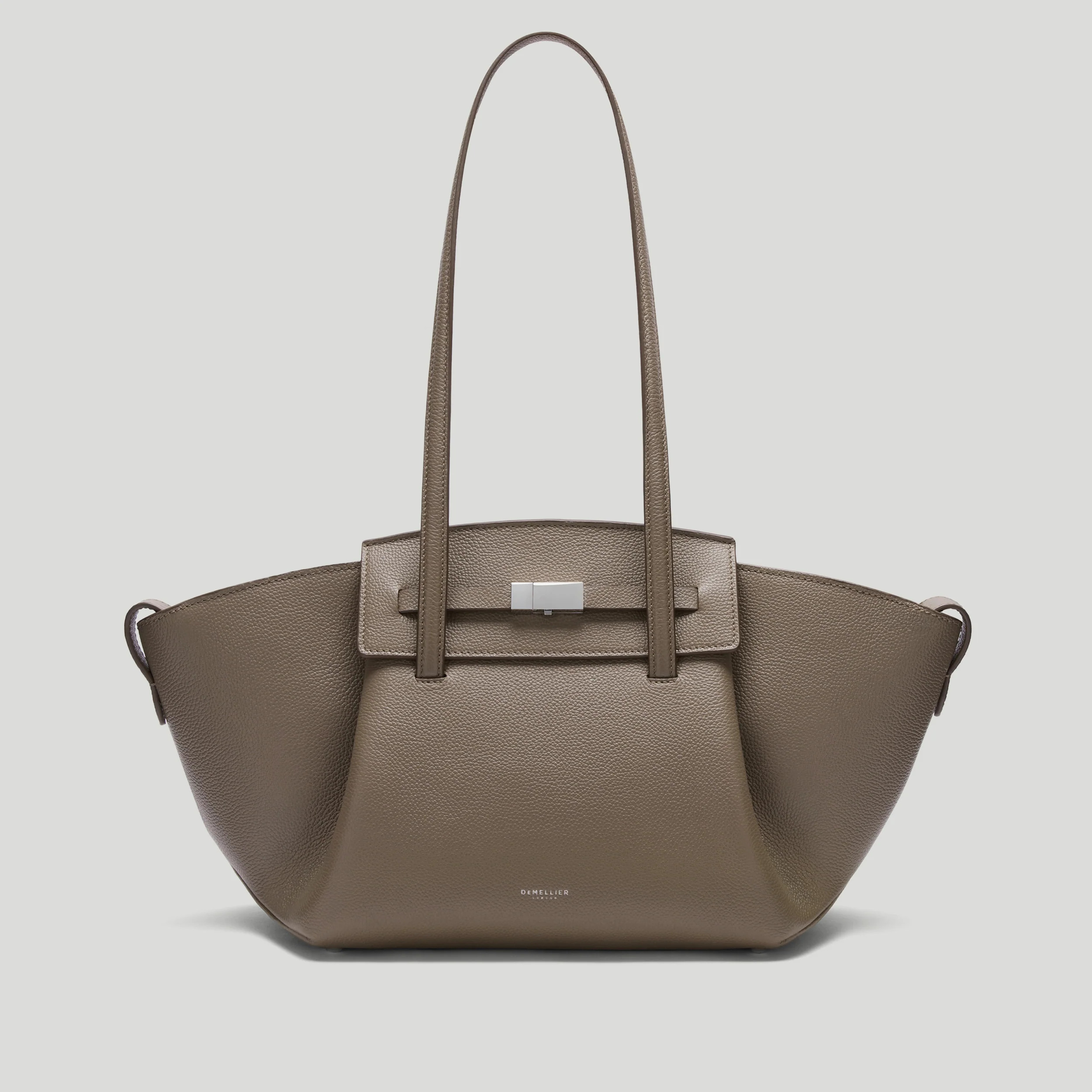 DeMellier The Midi Brooklyn in Dark Taupe Small Grain Leather Shoulder bag | DeMellier