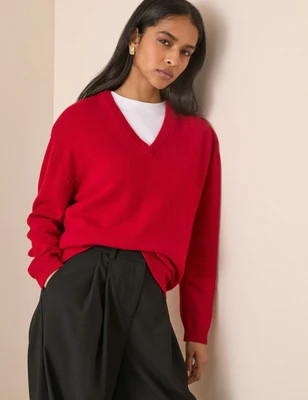 Red V-Neck Wool Jumper | Nobody's Child