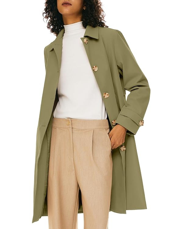 Orolay Women's Single Breasted Trench Coat Mid Long Classic Lapel Windproof Slim Outerwear Coats | Amazon (US)