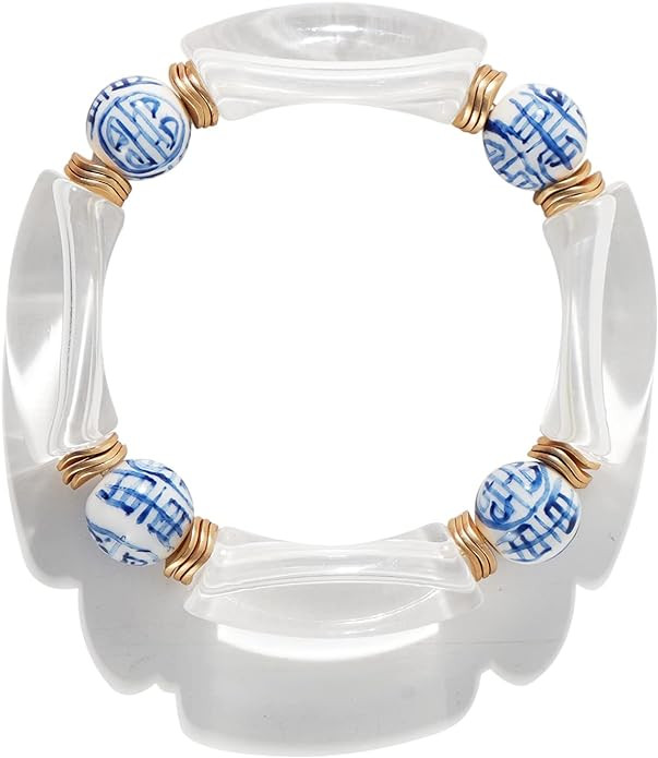 Sajidos Bamboo Tube Bangle Bracelets for Women Stacking Chunky Colorful Acrylic Beads Stretch Bra... | Amazon (US)