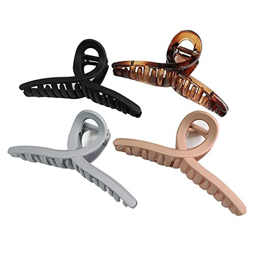 Nalodu Hair Claw Clips Large 4.3 Inch No Slip Big Matte Jaw Butterfly Clip Clamp 4 Colors for Thin Fine Thick Hair Women, 4 Pack | Amazon (US)