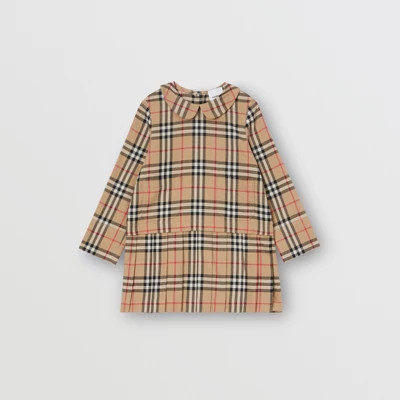 Peter Pan Collar Vintage Check Cotton Dress in Archive Beige | Burberry United States | Burberry (US)