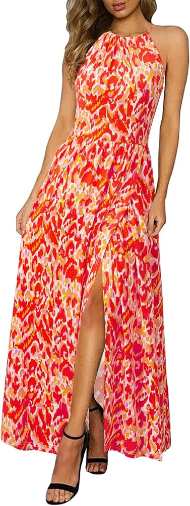 KILIG Women's Summer Floral Beach Flowy Split Maxi Long Dresses | Amazon (US)