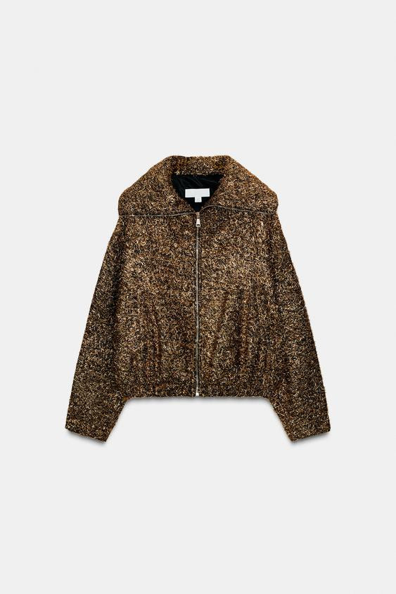 METALLIC THREAD BOMBER JACKET | Zara US