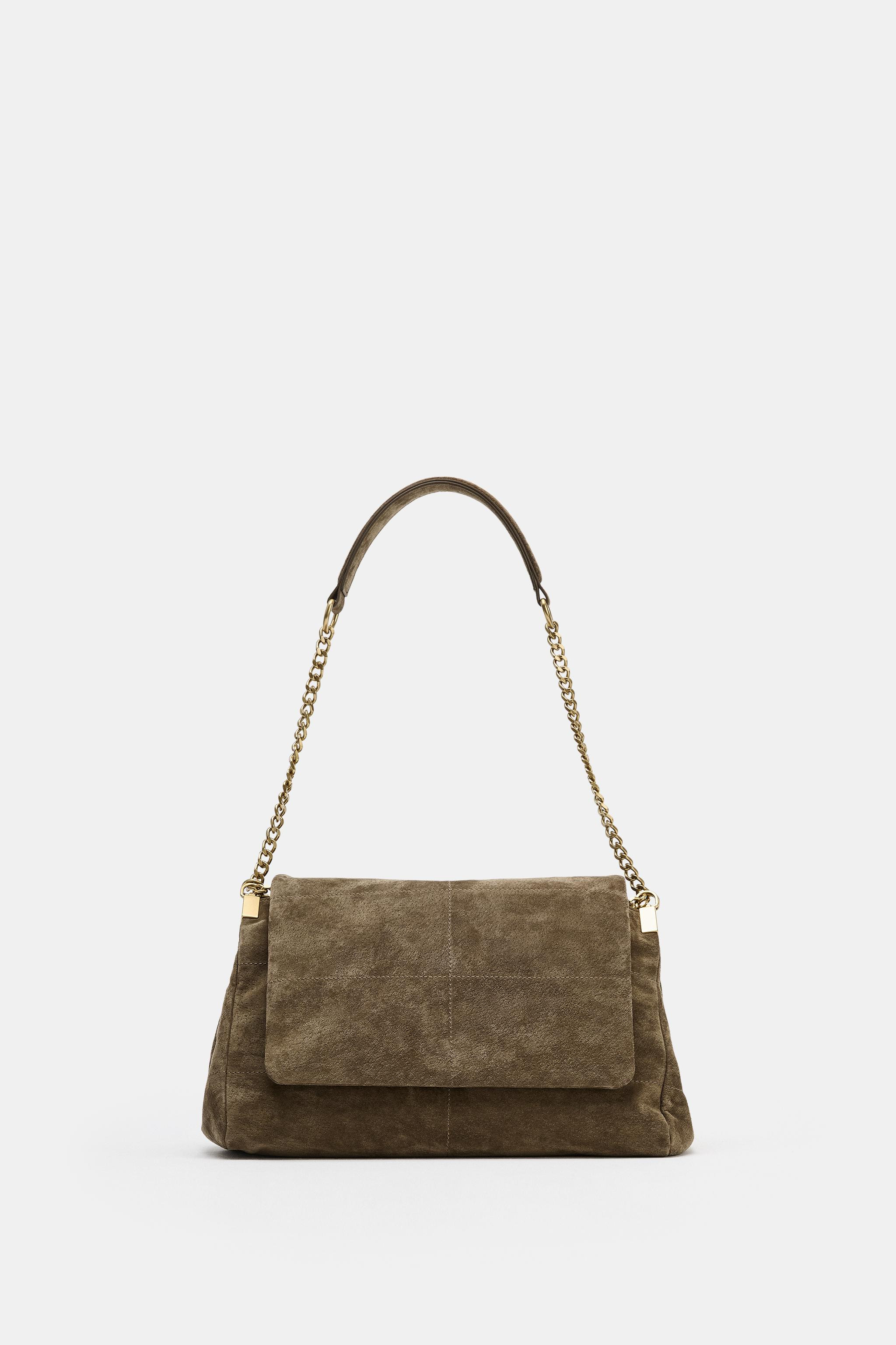LEATHER FLAP SHOULDER BAG | Zara US