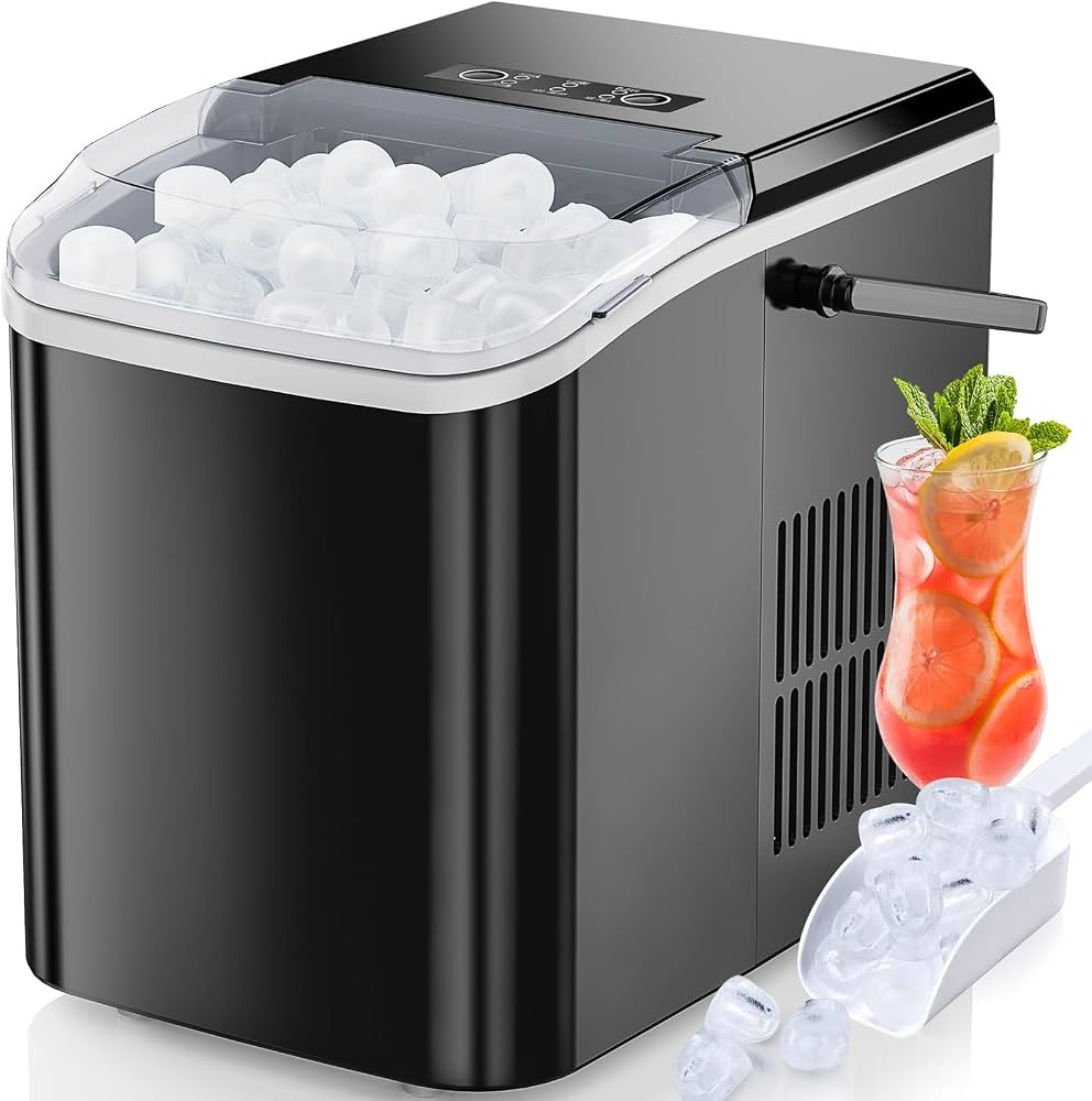 Sweetcrispy Countertop Ice Maker, Portable Ice Machine Self-Cleaning with Ice Scoop, Basket and H... | Amazon (US)