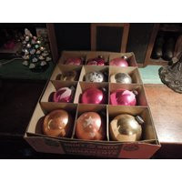 Vintage Shiny Brite Ornaments/Set Of 12 Glass Original Box | Etsy (US)