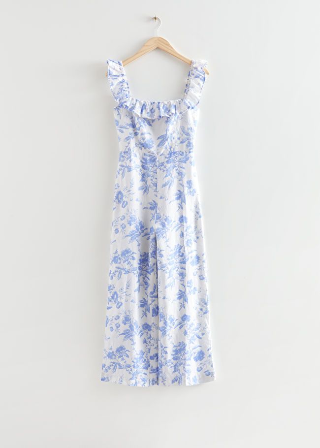 Printed Frilled Linen Jumpsuit | & Other Stories US