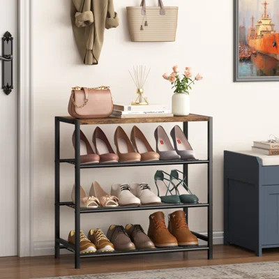 4 Tier Shoe Rack 9 Pair Shoe Storage for Closet Entryway | Wayfair North America