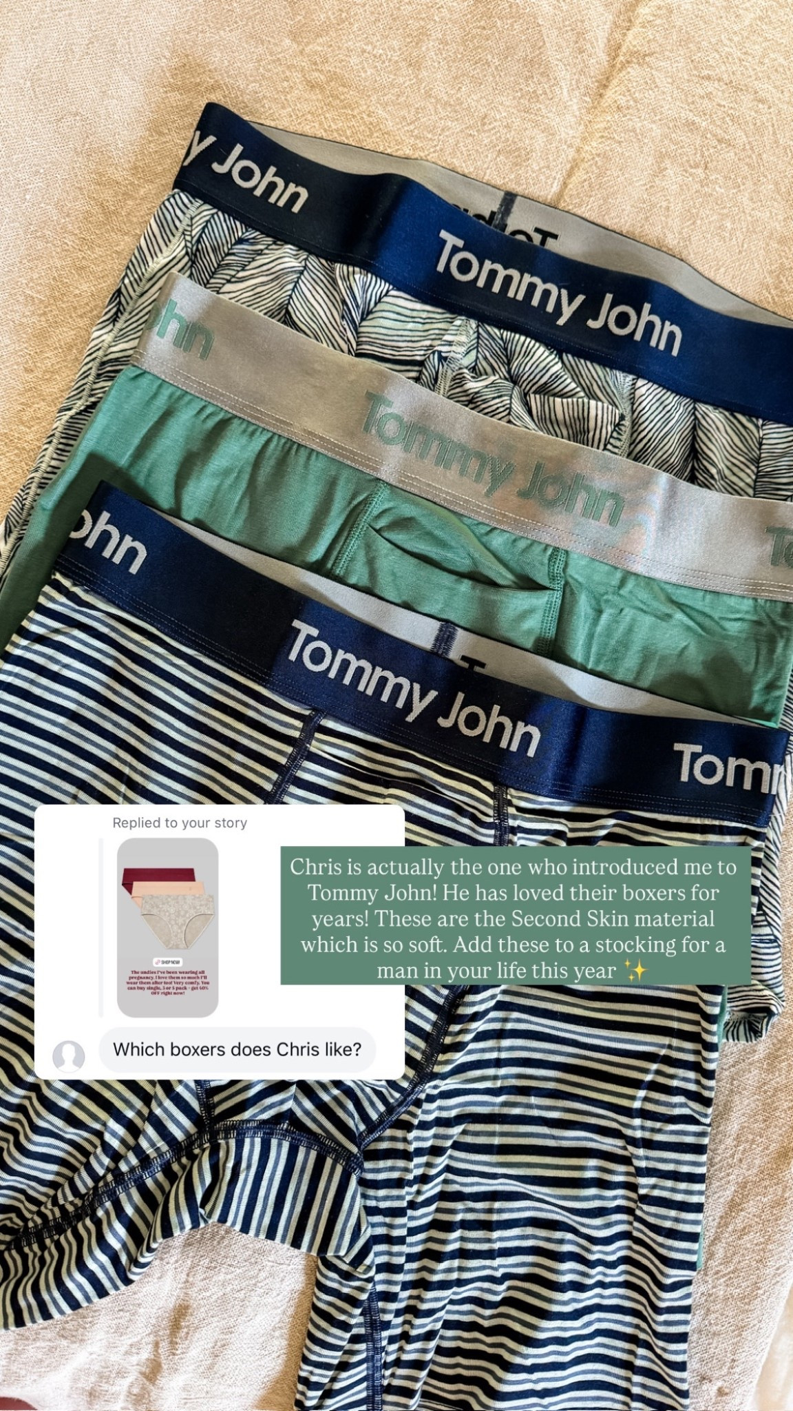 Chris introduced me to Tommy John a few years ago, and I’ve loved their products ever since! Linking below the boxers that he likes! The material is extremely soft - perfect gift or stocking stuffer for your significant other!

Loverly Grey, Tommy John, boxers, men’s gift ideas, men’s stocking stuffers, boyfriend gift ideas, husband gift ideas, men’s underwear 


#LTKMens #LTKGiftGuide