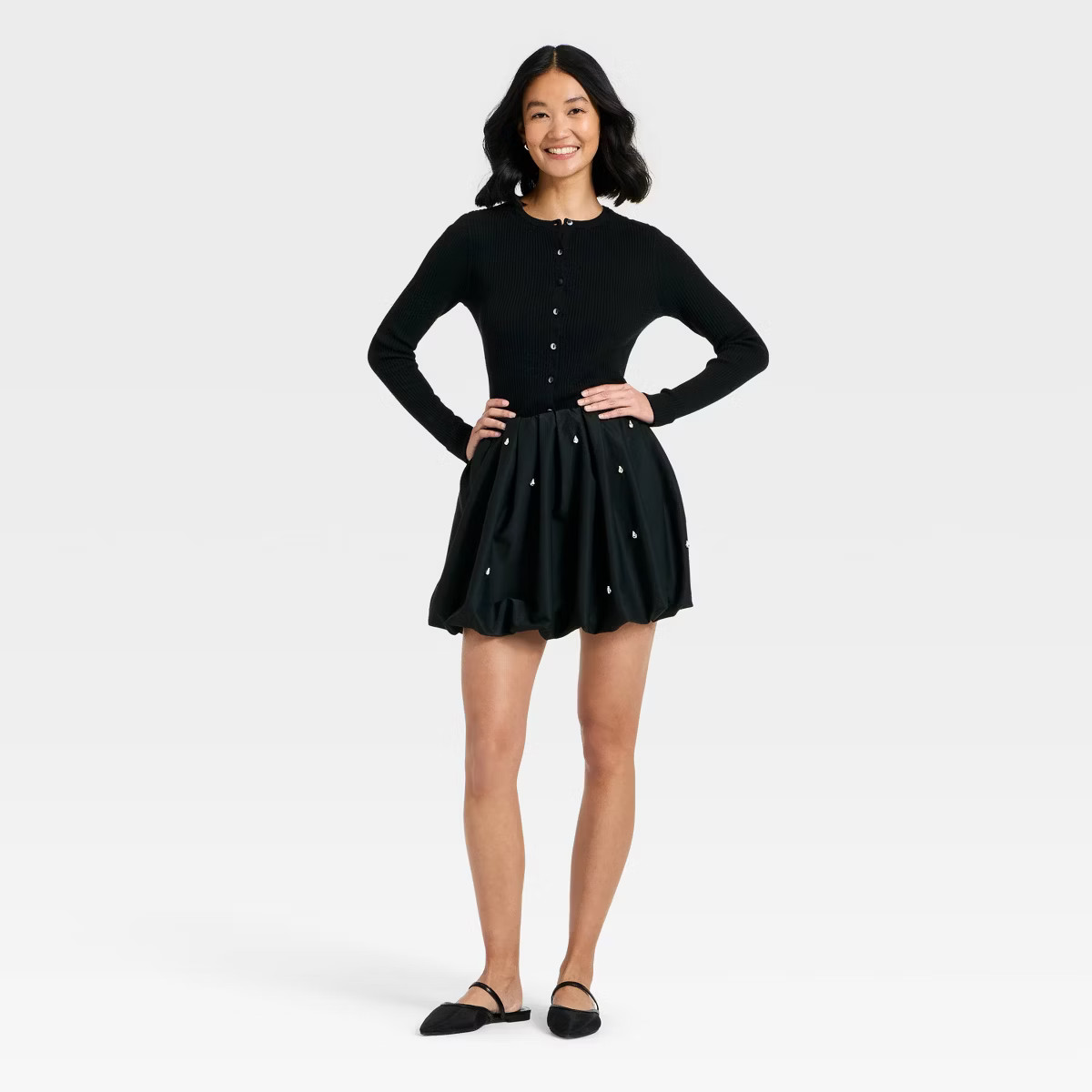 Women's Embellished Bubble Mini Skirt - A New Day™ Black | Target