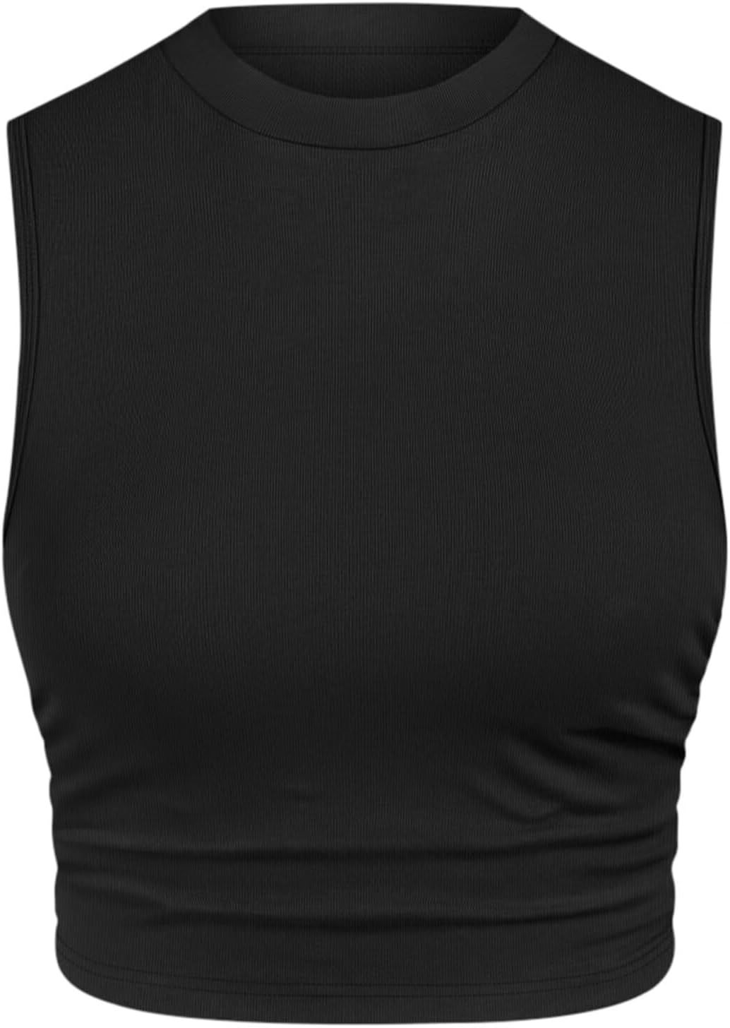 EADINVE Women's Sleeveless Tank Top Crewneck Ruched Slim Fitted Crop Tank Tops | Amazon (US)