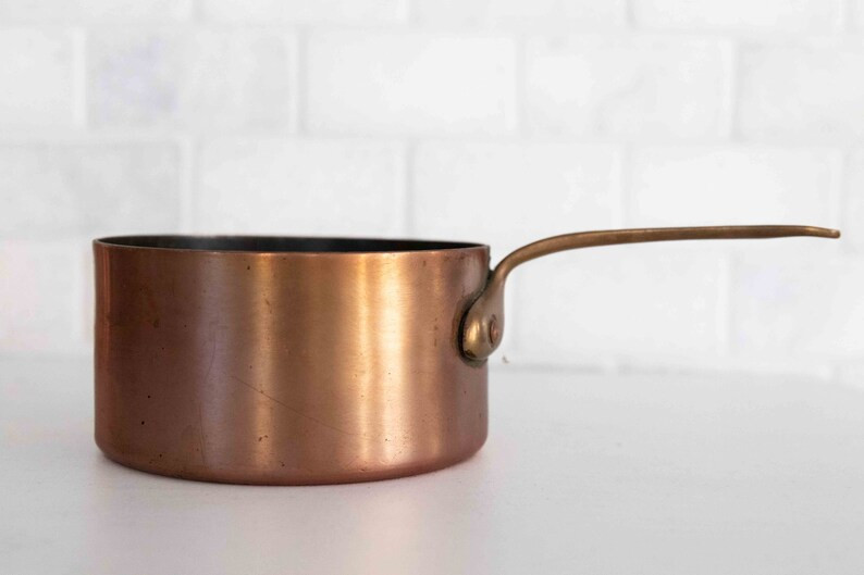 Small Vintage Heavy Copper and Brass Pot - Etsy | Etsy (US)