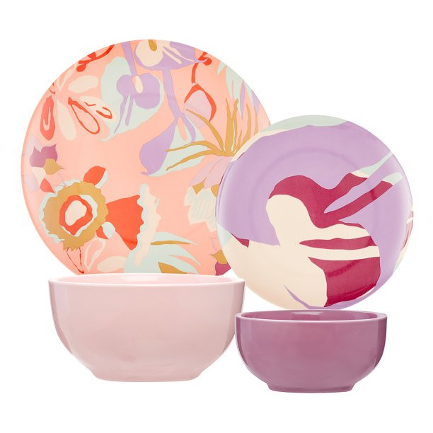Botanical Watercolor 16 Piece Dinnerware Set by Drew Barrymore Flower Home | Walmart (US)