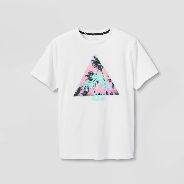Boys' Triangle Palm Tree Graphic Short Sleeve T-Shirt - art class™ White | Target