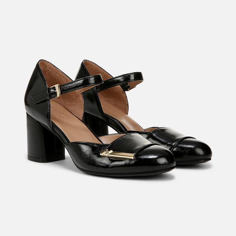 Naturalizer Lavish Mary Jane Pump Shoes, Black Faux Leather, 9.0W Round Toe | Naturalizer