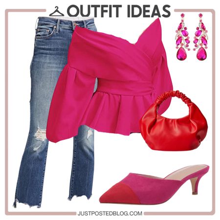 Date night look with a hot pink top, cropped flare jeans, and pink heels 

#LTKshoecrush #LTKunder100 #LTKunder50