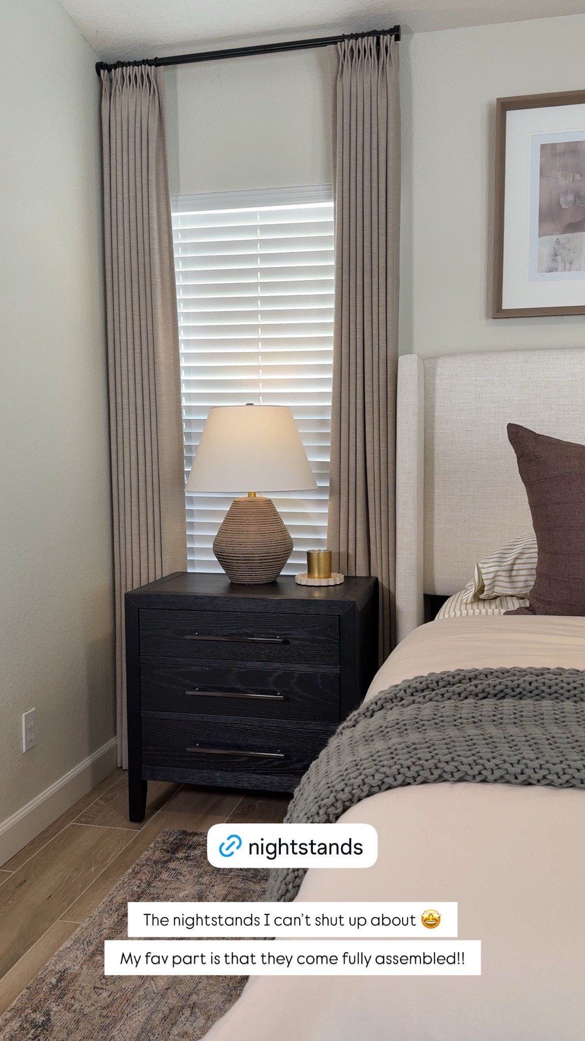 The nightstands that continue to be a fan favorite - such high-quality without the price tag. They
are identical to a designer brand, but truthfully, I love them more! They arrive fully assembled,
which is a huge win for me!

#ad #wayfair #wayfairpartner @Wayfair