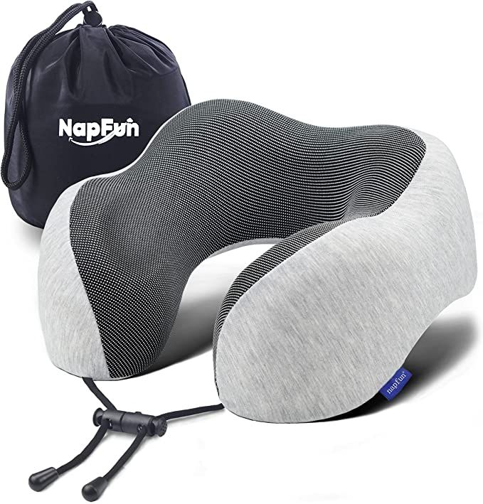 napfun Neck Pillow for Traveling, Upgraded Travel Neck Pillow for Airplane 100% Pure Memory Foam ... | Amazon (US)