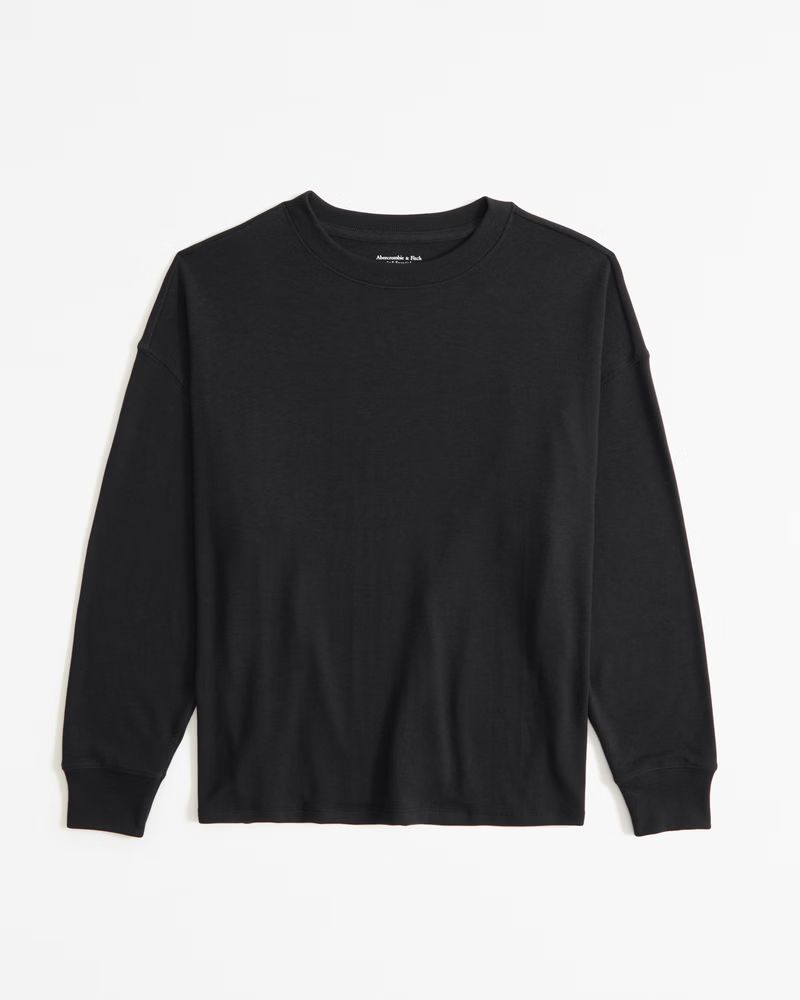 Long-Sleeve Oversized Luxe Cozy Crew Tee | Abercrombie & Fitch (US)