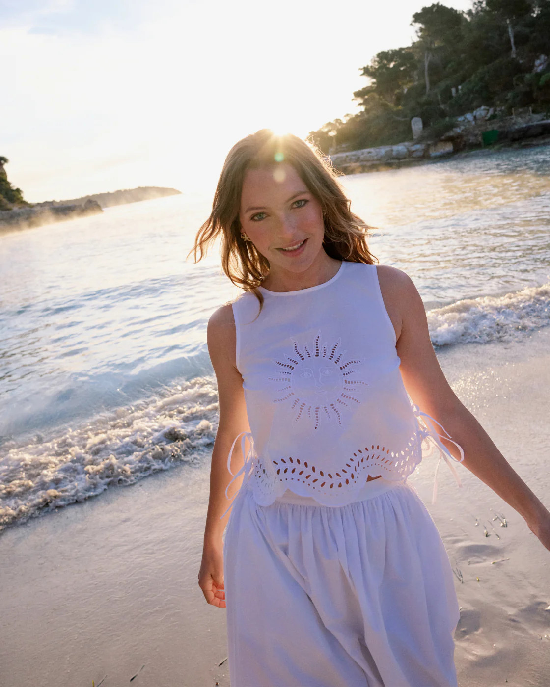 White Cutwork Scallop Hem Top | Nobody's Child