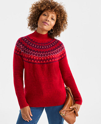 Style & Co Women's Mock-Neck Fair Isle Sweater, Macy's Exclusive - Macy's | Macy's