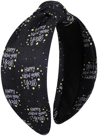 New Year Headbands for Women Star Knotted Headband Statement Wide Hairband New Year's Eve Costume... | Amazon (US)