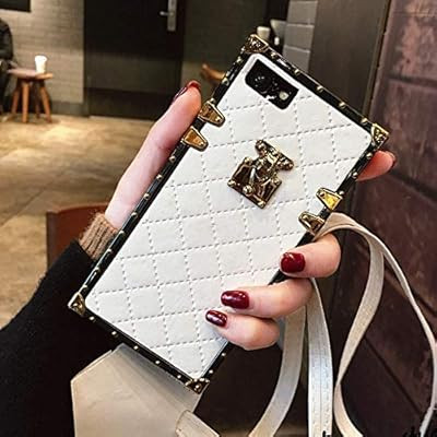 KAPADSON for iPhone 7 Plus,iPhone 8 Plus Newest Diamond Skin Design TPU+ PU Leather Gold Square P... | Amazon (US)