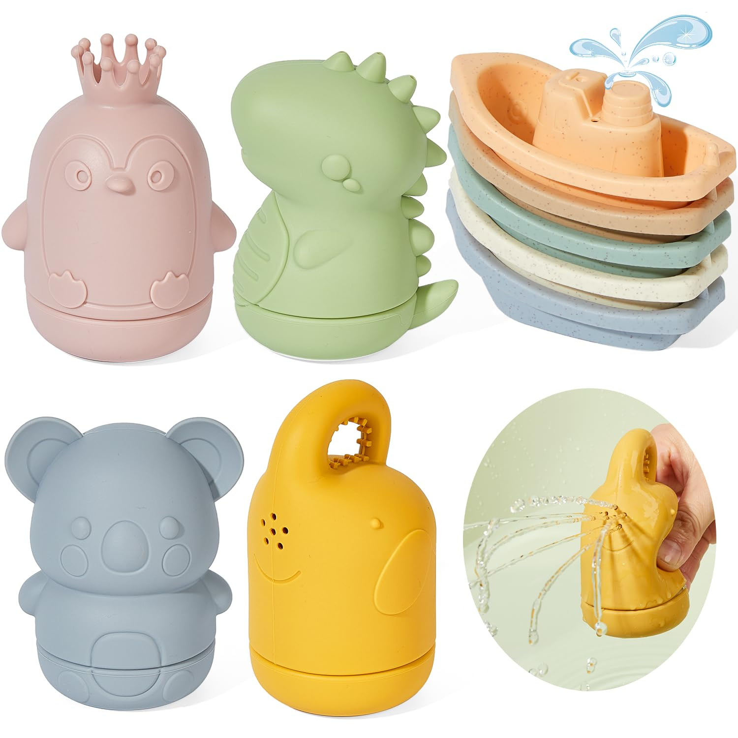 Mold-Free Baby Bath Toys | 9PCS Floating Boats & Squeeze Toys for Babies 6-12M & Toddlers 1-3Y | ... | Amazon (US)