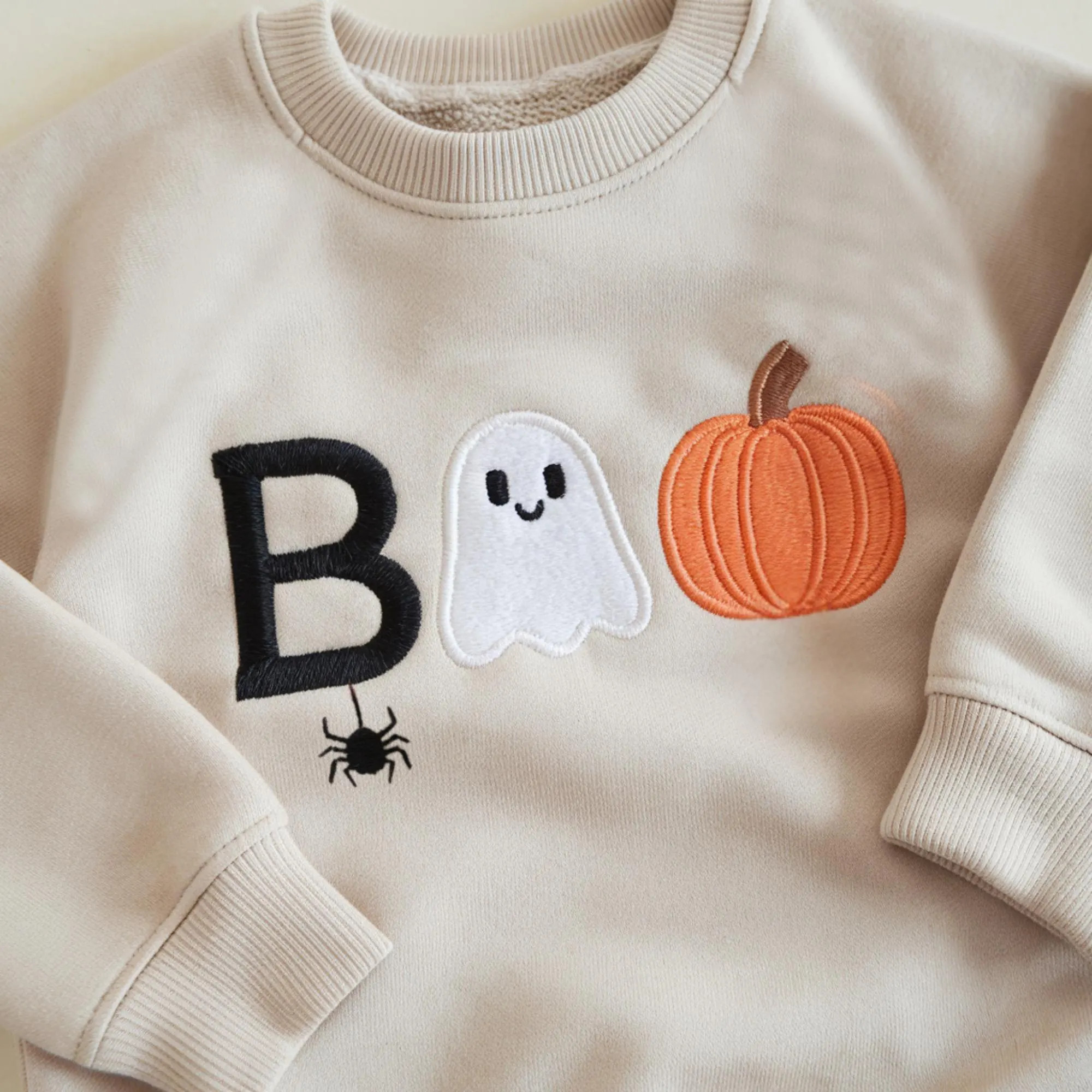 BOO Toddler Halloween Sweatshirt, Embroidered Ghost Pumpkin Spider Pullover, Baby Fall Outfit, Soft Custom Fall Kids Sweatshirt | Etsy (Global)