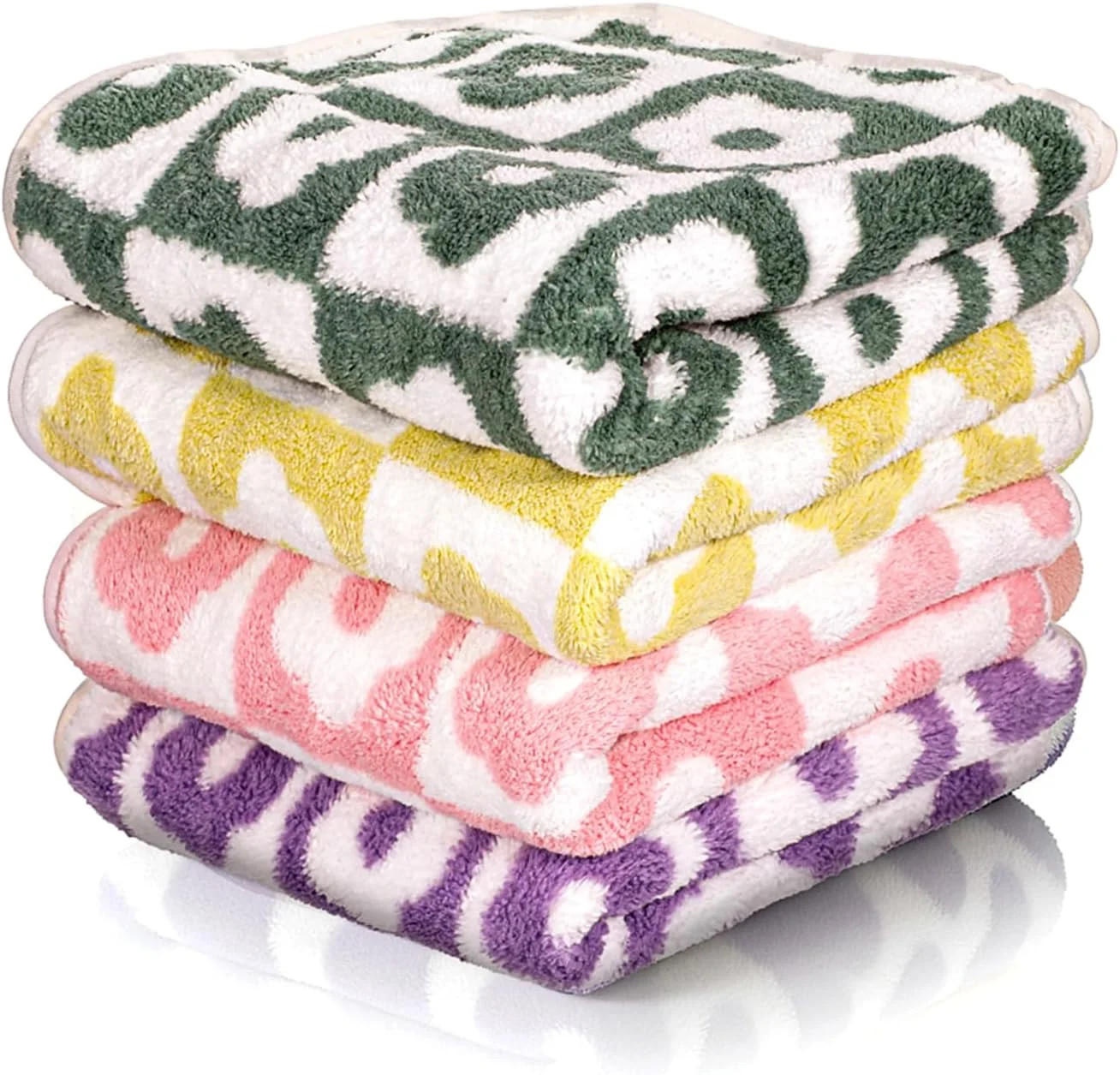 4Pcs Checkered Hand Towels for Bathroom and Kitchen, Cute Coral Fleece Towels Soft Absorbent Flor... | Walmart (US)